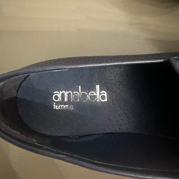 Annabella Navy Blue Woven Leather Kiltie Tassel Loafers Size 39/8-8.5 - Picture 7 of 9